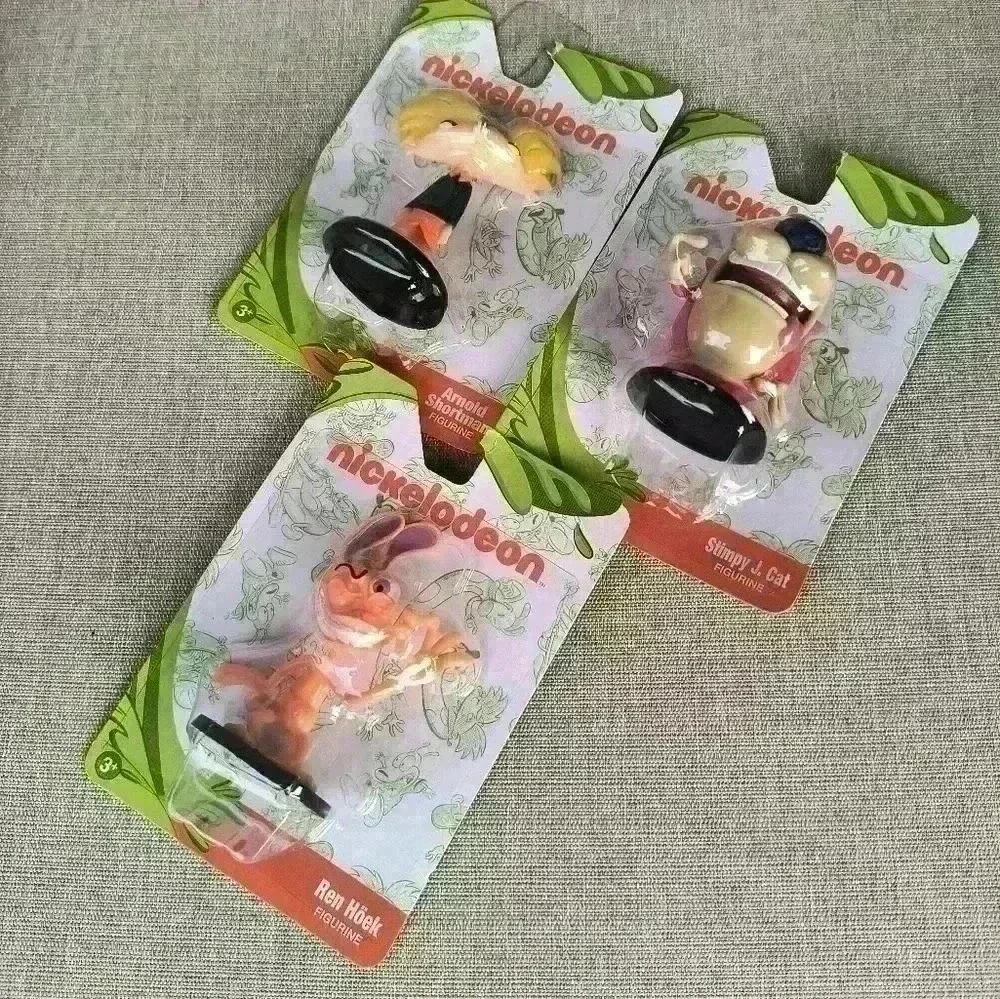 Nickelodeon 3 Mini Figurines Hey Arnold Ren Stimpy Nickelodeon New